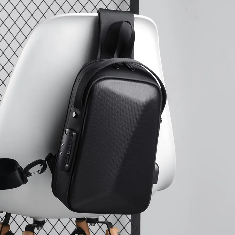 

3D Men Chest pack Password lock Motorcycle bag Waterproof Crossbody Bag USB charging Shoulder bag new Casual travel Sling Bag