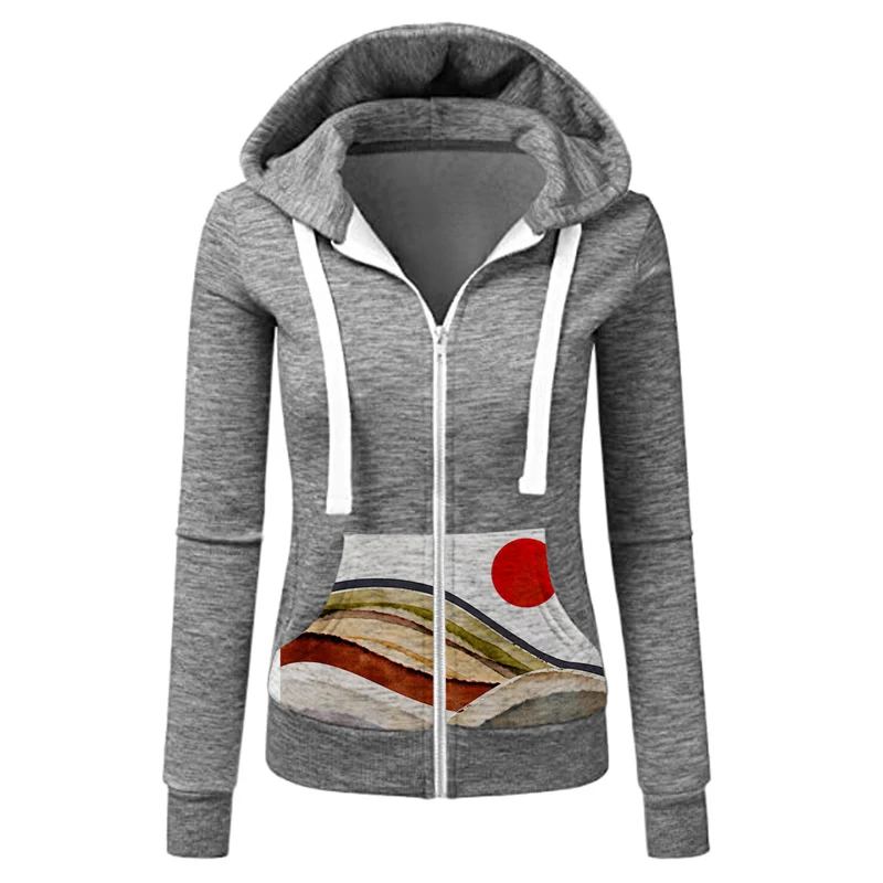 

Женский свитер с капюшоном и карманами, повседневный облегающий пуловер составного кроя с длинным рукавом и капюшоном, на молнии, 2021