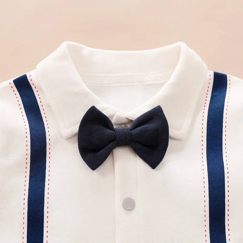 PatPat New Spring and Autumn Cotton Crawling Baby Boy Grace Imitation Long Sleeve Gentleman Bow Tie Jumpsuit Clothes |