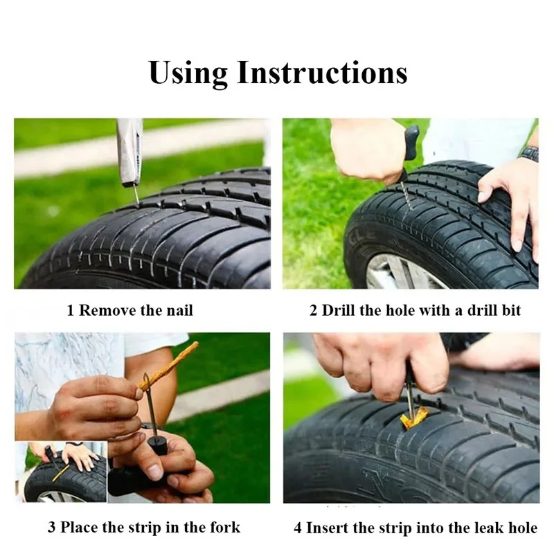 

1 Set Professional Car Tire Repair Kit Bike Tubeless Tire Tyre Puncture Plug Repair Tool Bike Tool Car Accessories