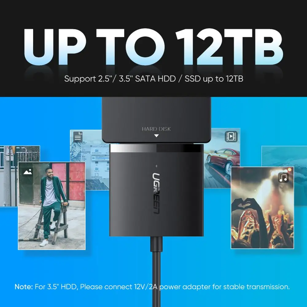 Кабель-адаптер UGREEN SATA на USB 3 0 с переходником UASP III для жестких дисков 2 5 &quot3 5"
