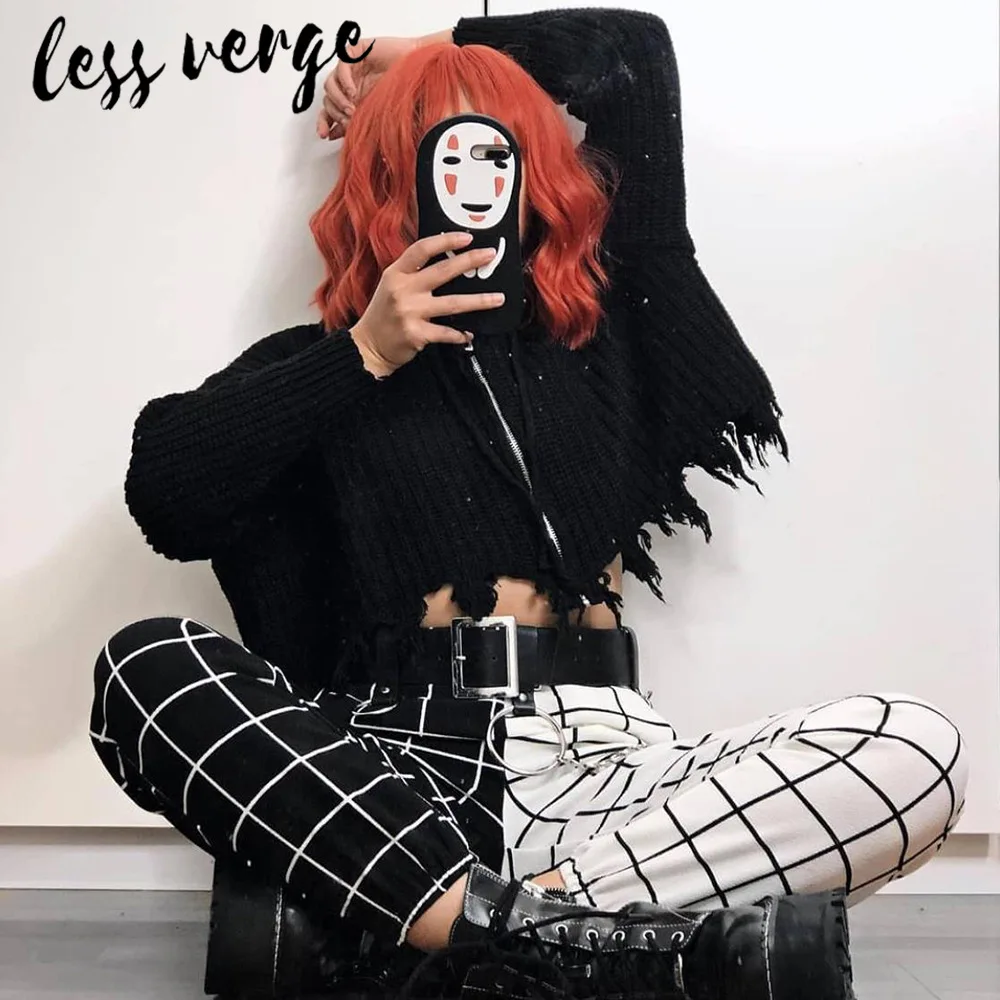 Модные Винтажные женские брюки Lessverge в стиле пэчворк Харадзюку с эластичной
