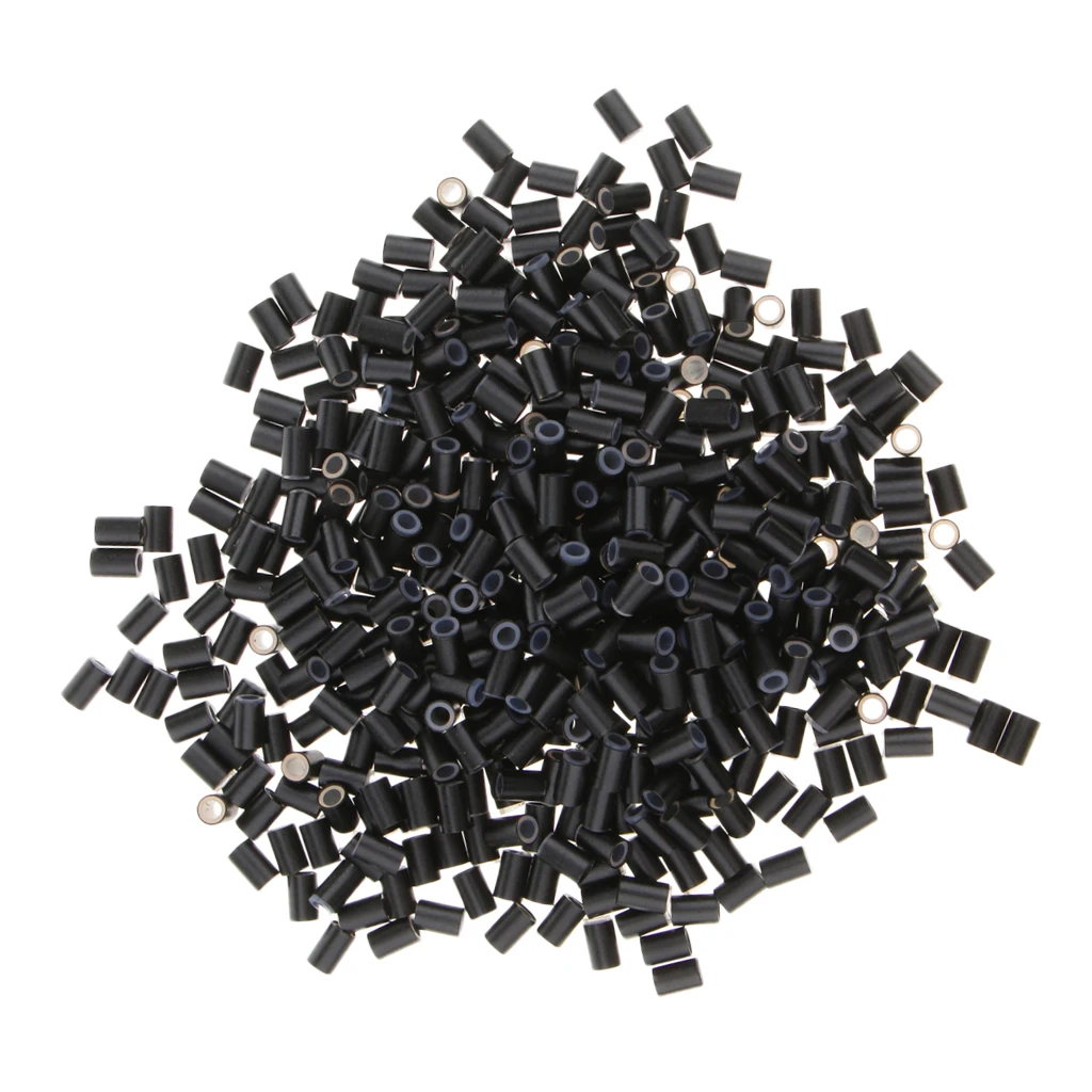 

500pcs Copper Micro Link Tubes Rings 3mm Beads Lined for I Tip Hair Extension,Black/ Brown for Choose