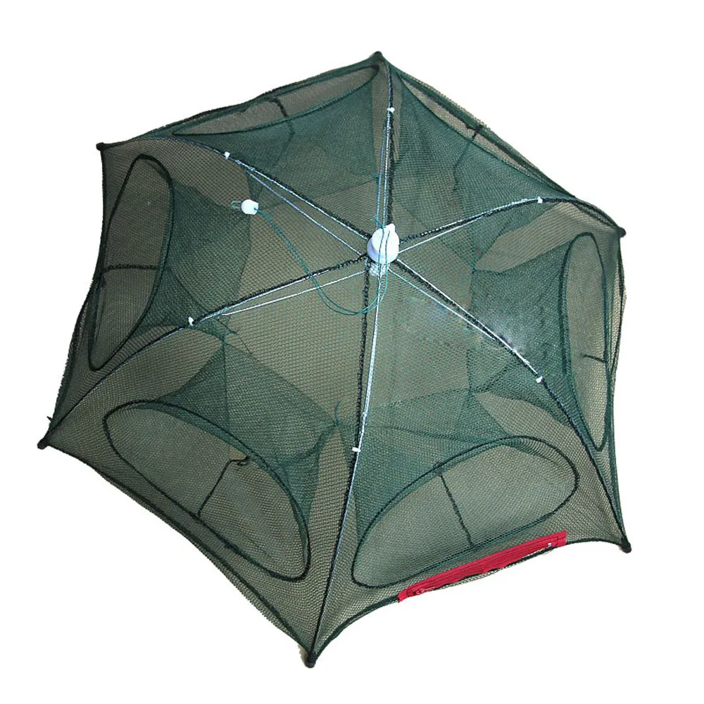 25# Strengthened 4-8 Holes Automatic Fishing Net Shrimp Cage Nylon Foldable Fish Trap Cast Fold Crab Network | Спорт и развлечения