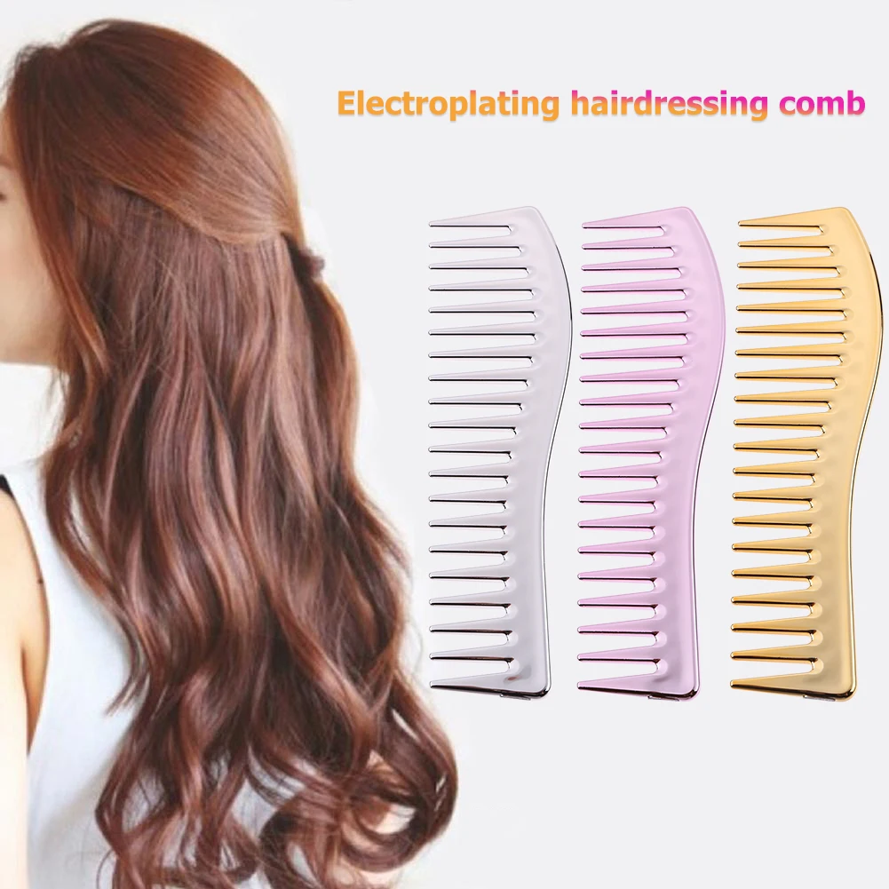 

Resin Anti-static Electroplating Comb Hairdressing Comb Large Wide Tooth Hair Hairbrush Combs for Women Girl Styling Combs