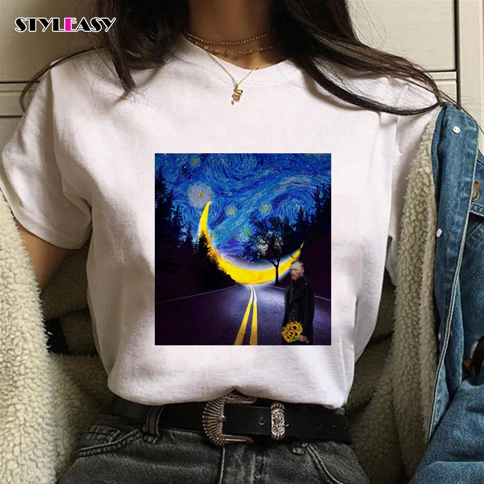 Женская футболка с принтом звездного неба розовая белая летняя эстетическая