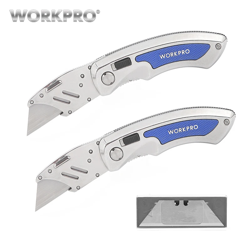 2 PC WORKPRO канцелярские ножи Складной нож с алюминиевой ручкой резак для кабеля - Цвет: 2 PC
