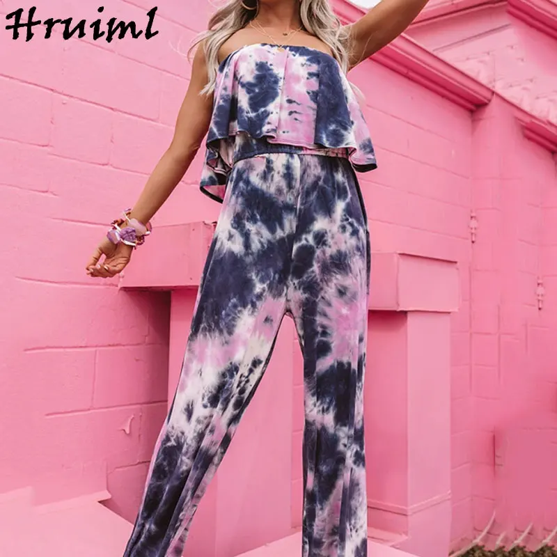 

Комбинезон женский с открытыми плечами, элегантный комбинезон с принтом и открытой спиной, без бретелек, летняя уличная одежда, праздничные...