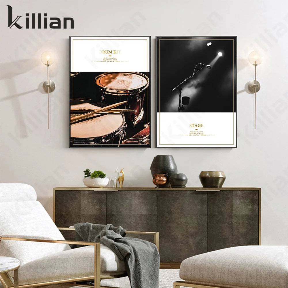 

Piano Room Decoration Painting Guitar Piano Retro Musical Instrument Canvas Prints Wall Art Living Room Bedroom Decoration