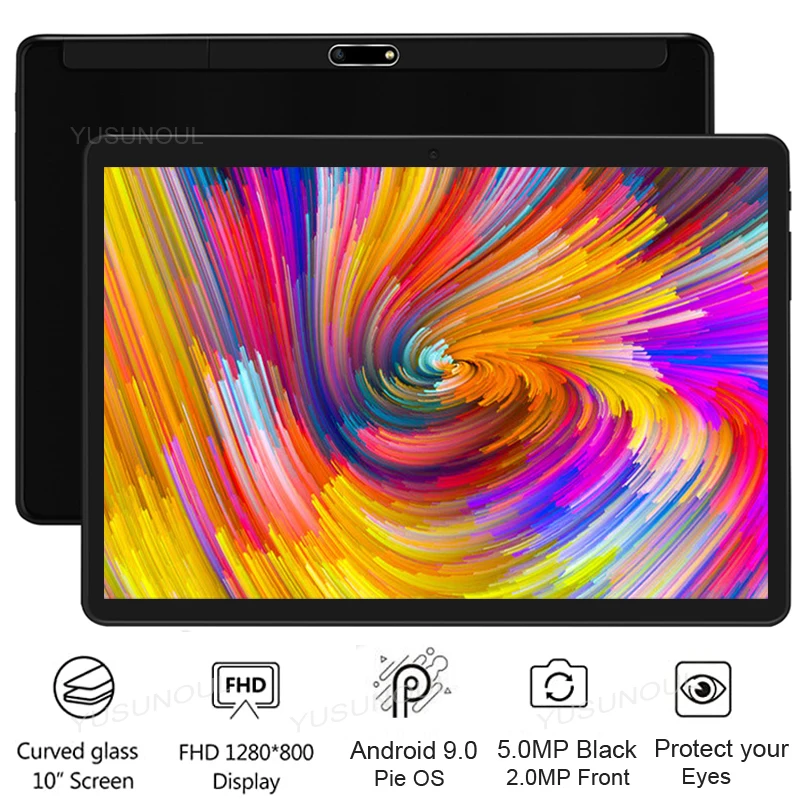 

Планшет 2.5D с закаленным стеклом, 10 дюймов, android 9,0, IPS, WiFi, GPS
