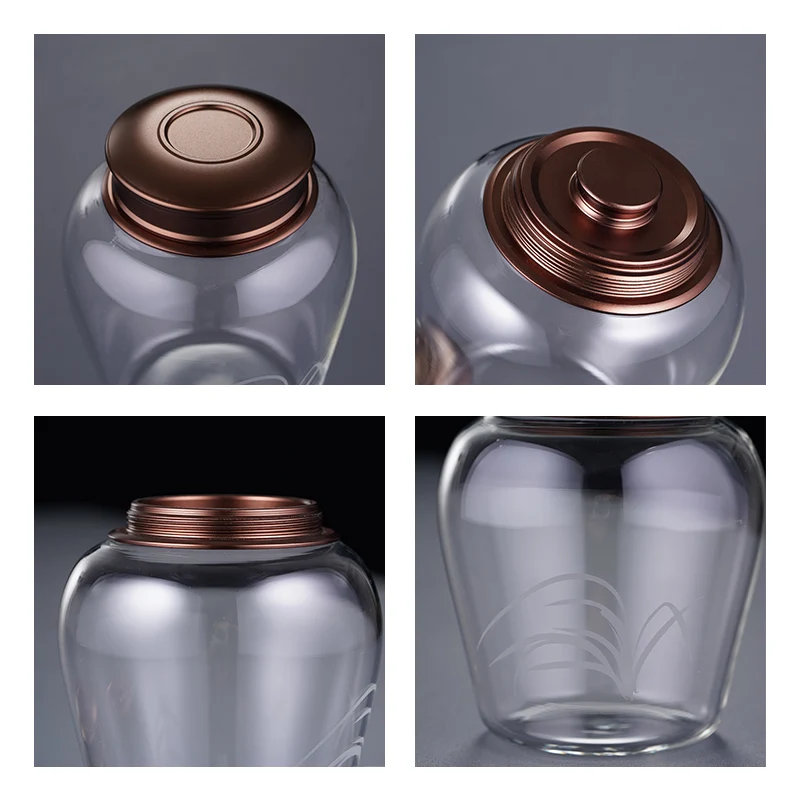 Стеклянная герметичная чайная банка прозрачная вакуумная для хранения еды