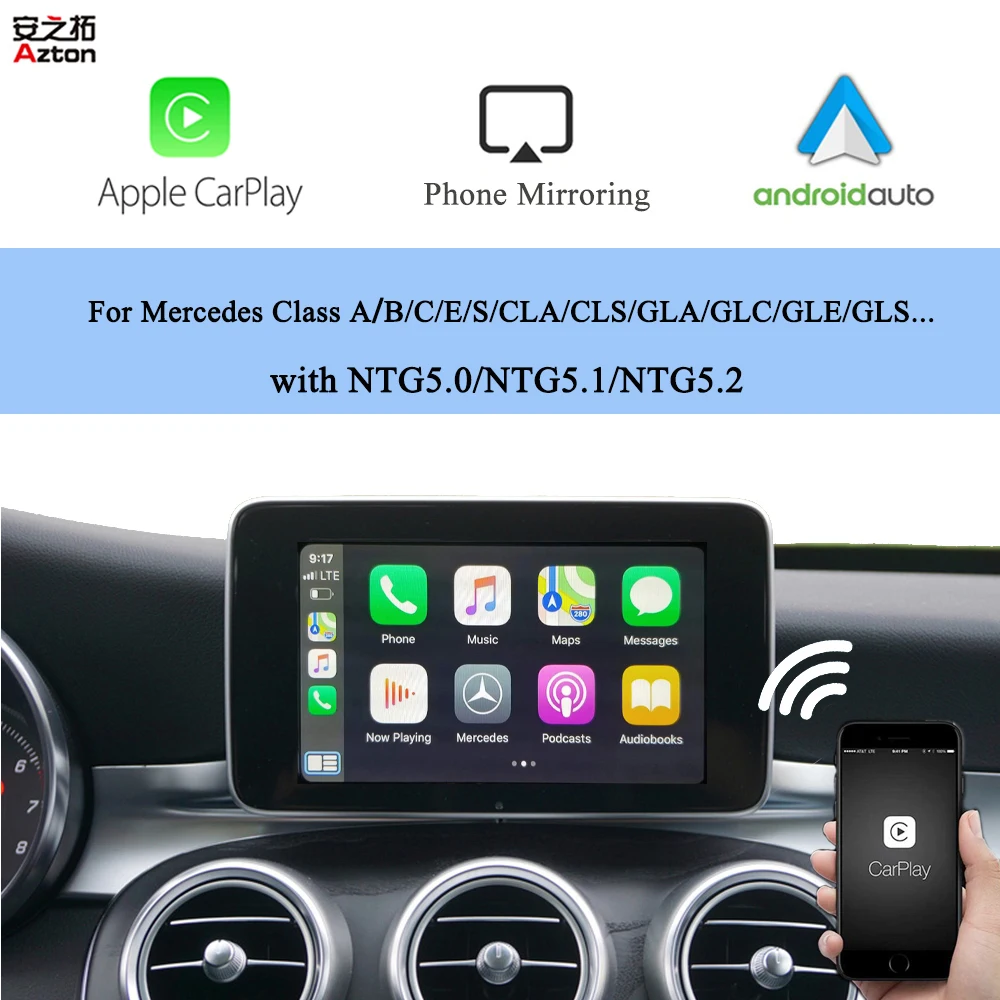 Беспроводная Apple CarPlay для Mercedes-Benz NTG5.0 CLA GLA GLE A B C E S W221 автомобильная игра Android Auto |
