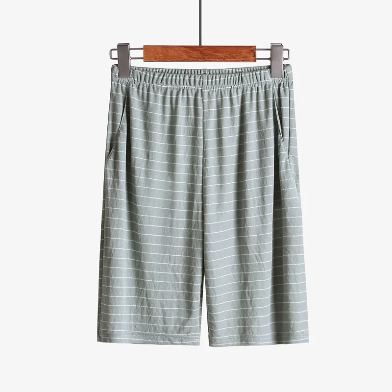 Plus Size Men Summer Thin Striped Sleeping Shorts Mens Sleepwear Casual Sleep Pants Loose Comfortable Sleep Bottoms Homewear