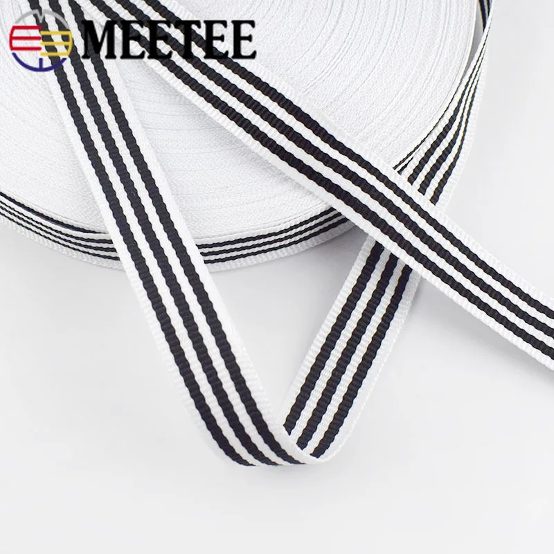 30Meters Black White Stripe Polyester Webbings Bag Backpack Strap Belt Ribbons Bias Binding Tapes Gift Wrapping DIY Accessories | Дом и сад