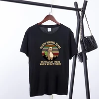 sloth hiking team printed t shirts women summer cotton graphic tees loose aesthetic clothes anime round neck tops for women 2020