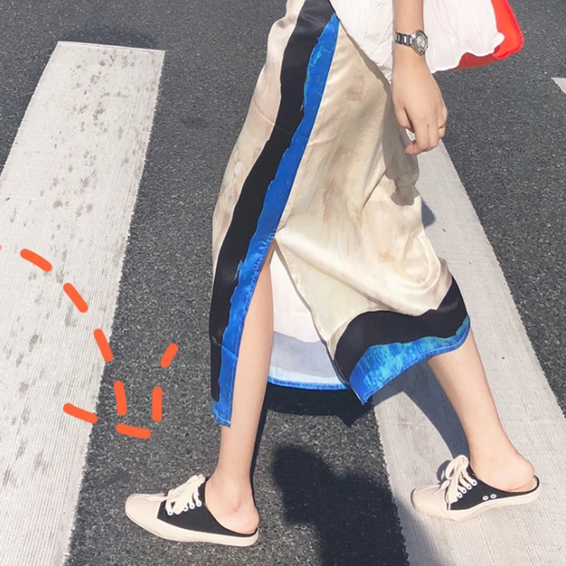 Женские парусиновые шлепанцы с квадратным носком на плоской подошве в шикарном