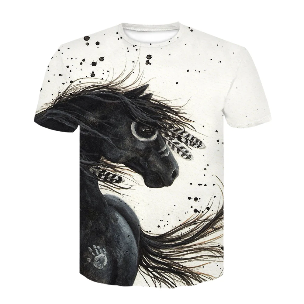 

2021 summer new 3D printing horse animal T-shirt men and women the same style good-looking T-shirt pullover casual tshirt s-6xl
