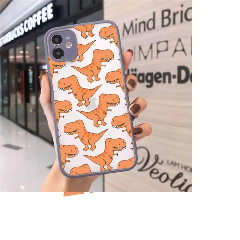 

Cute Dinosaur Baby Fashion Phone Cases matte transparent For iphone 7 8 11 12 plus mini x xs xr pro max cover