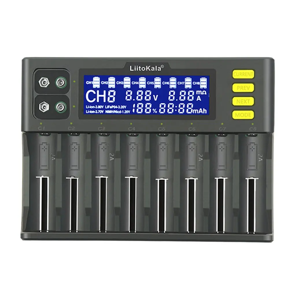 lii s8 battery charger li ion 3 7v nimh 1 2v li fepo4 3 2v imr 3 8v charger for 18650 26650 21700 26700 aa aaa free global shipping