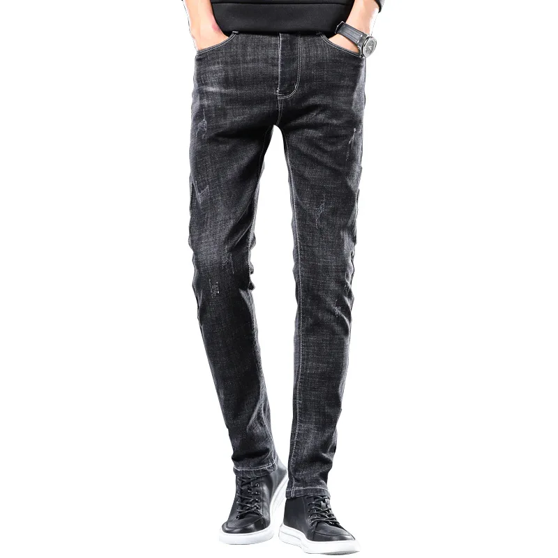 Джинсы для мужчин молодых 2019 модные трендовые в Корейском стиле уличная одежда