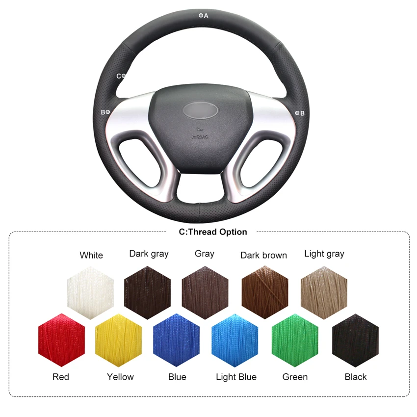 

MEWANT Black Genuine Leather Car accessories Steering Wheel Covers for Hyundai ix35 Tucson 2 2010-2011 2012 2013 2014 2015 2016