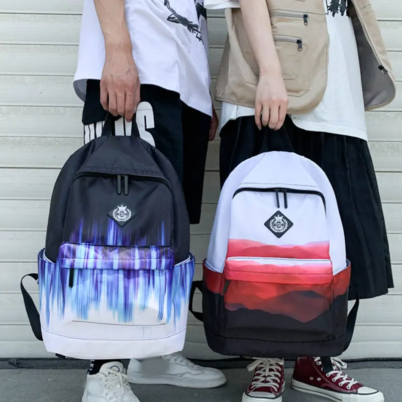 

New Fashion Color Contrast Nylon Backpack College School Bag For Teenagers Boys Girls Laptop Backpack Women's Travel Book Bags