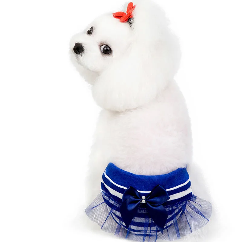 Милые полоски кружевные физиологические штаны для собак моющиеся подгузники