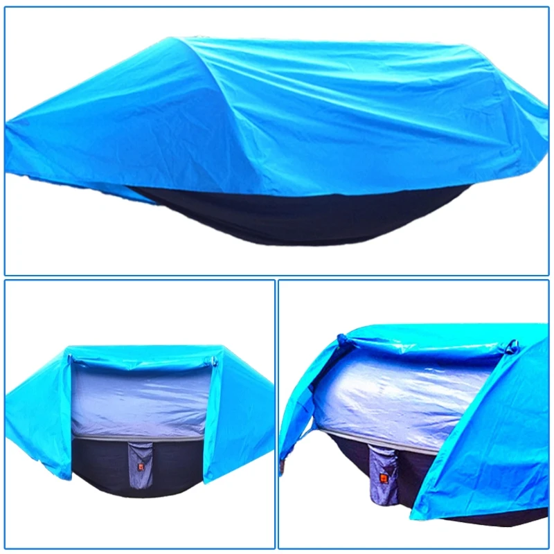 

2 Tree Straps 2 Carabiners 2 Aluminium Bent Poles 3 in 1 Function Portable Hammock for Indoor Outdoor Hiking Patio