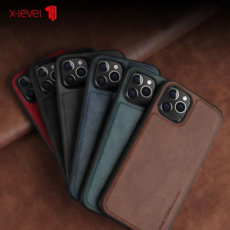 

X-Level For iPhone 12 Pro Max Mini Retro Leather Soft Silicone Edge Frosted Back Protective Cover For iPhone 12 Pro Max Case