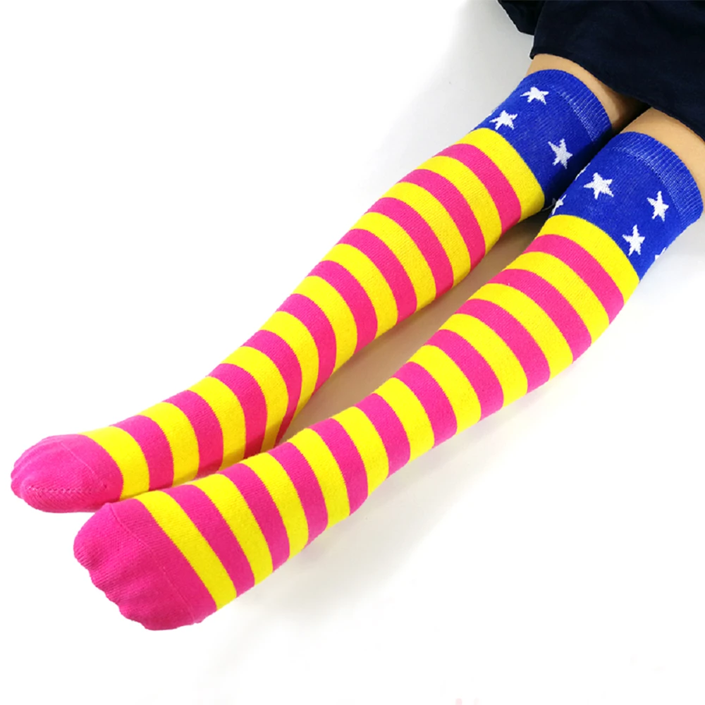 Носки до колена для девочек в стиле Харадзюку хлопковые спортивные носки полоску