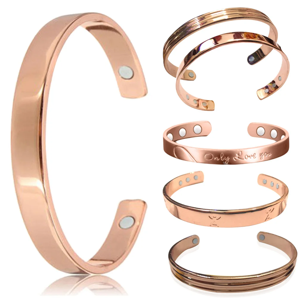 Магнитный Открытый браслет из чистой меди терапия артрит Исцеляющие магниты