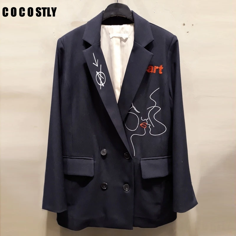 Женский Повседневный пиджак с длинным рукавом элегантный вышивкой карманами