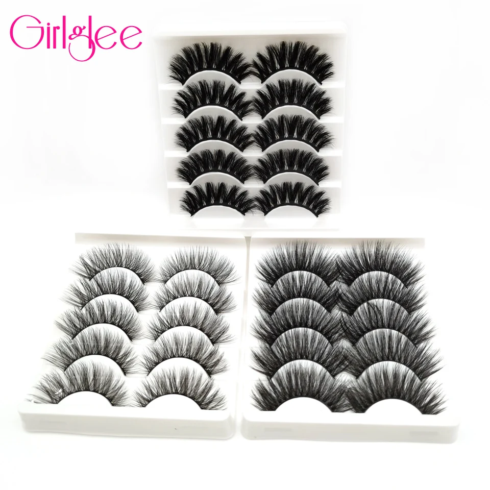 

Natural 3D Fake Lashes 5 Pairs Mink Eyelashes Wispy Volume 3D Mink Lashes For Makeup Eyelash Volume Thick Girlglee Beauty Lash
