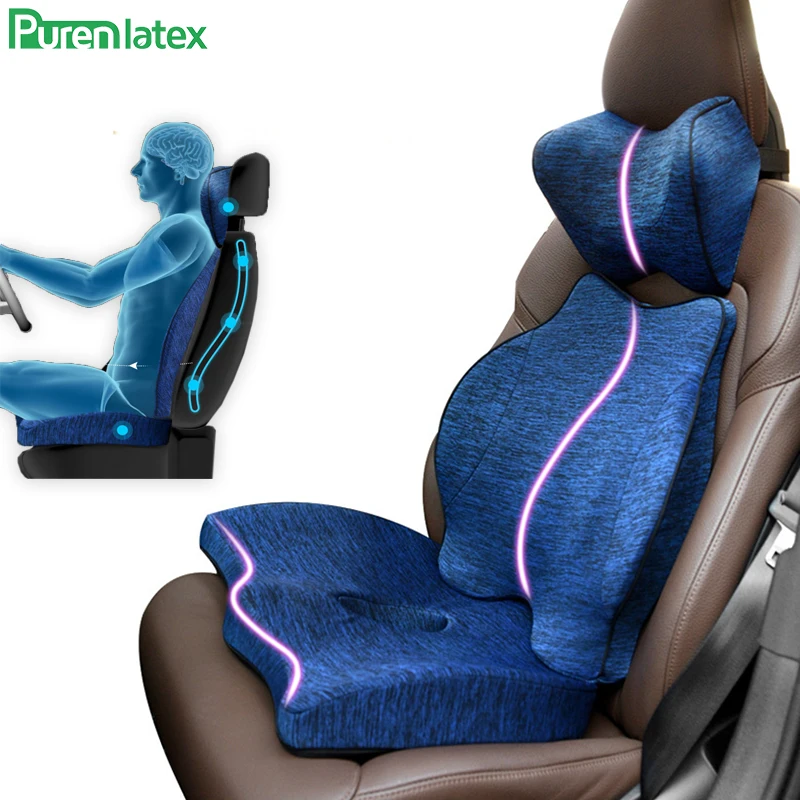 Purenlatex Car Pillow Auto Seat Cushion Memory Foam Orthopedic for Office Pad Coccyx Sciatica Back Pain Relief | Дом и сад