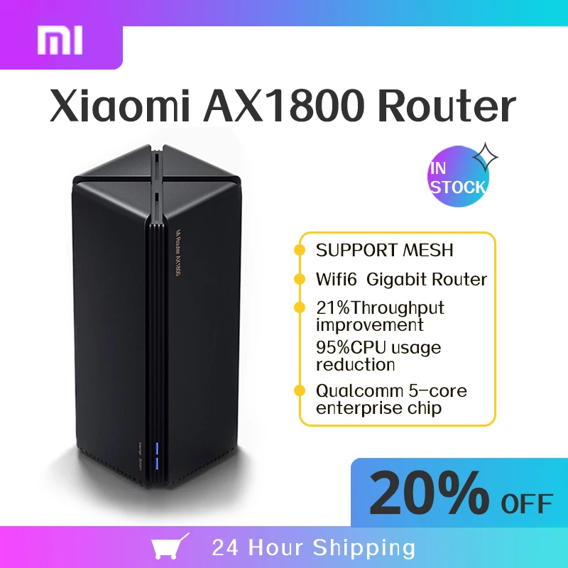 Новый роутер Xiaomi Ax1800 устройство док станция Qualcomm пятиядерный Wifi6 маршрутизатор 2 4