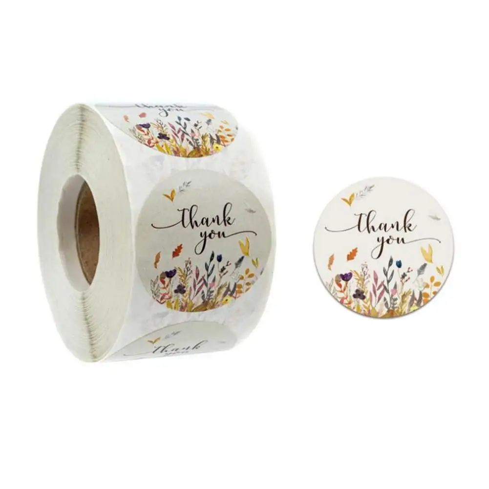 

500 Pcs Thank You Stickers Round Thanks You Label With 4 Patterns Sealing Tags For Small Business Envelopes Decoration Wedding