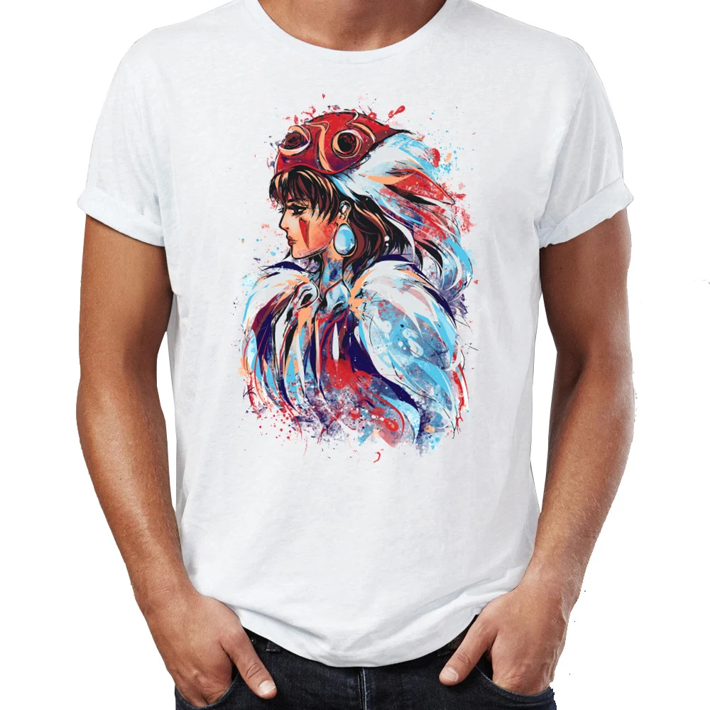 Футболка мужская с принтом принцессы Мононоке Моро волк Бог лес дух | Мужская