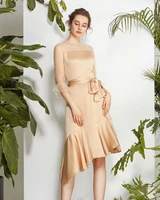 womens elegant lace up lotus leaf dressdesigner dresses for ladies