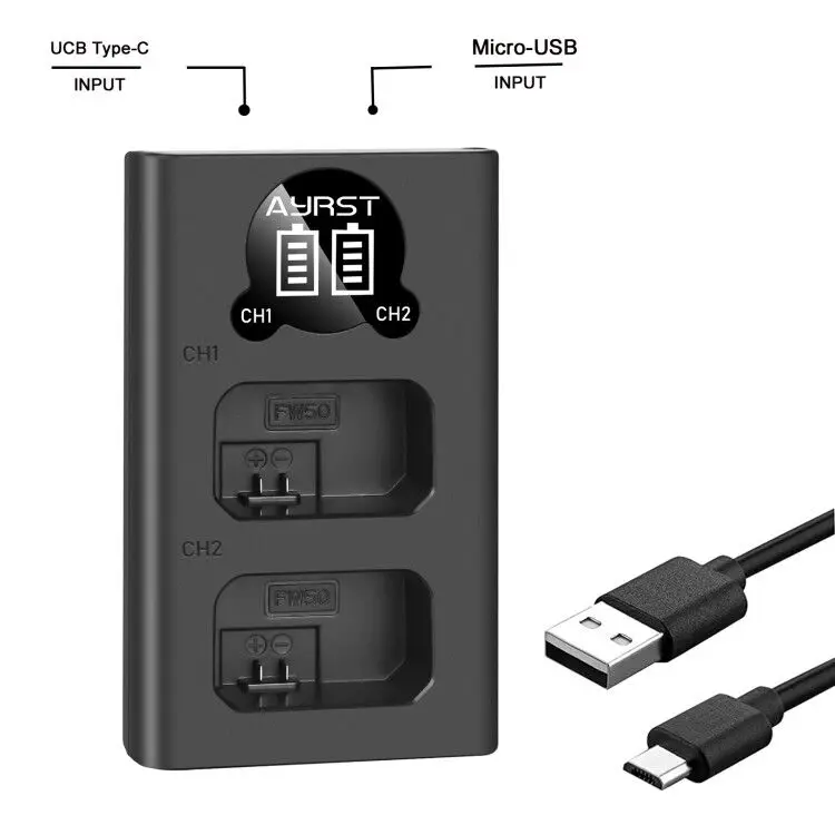 Для Sony NP FW50 NPFW50 LED USB двойное зарядное устройство для A3000 A5000 A5100 A6400 A33 A55 A7R ENX6 ENX3 ENX5
