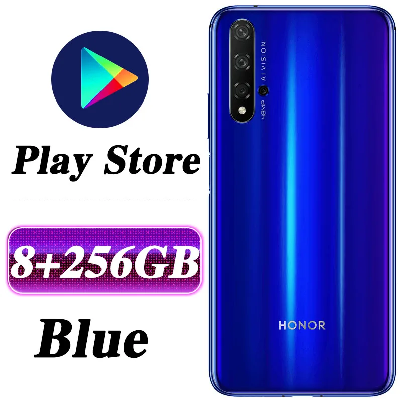8G 256G Blue Смартфон HONOR 20, 6,26 дюймов, 8 ГБ, 256 ГБ, Kirin 980, четыре ядра, Android 9,0, SuperCharge, 3750 мА/ч, разблокировка лица, NFC - Цвет: 8G 256G Blue