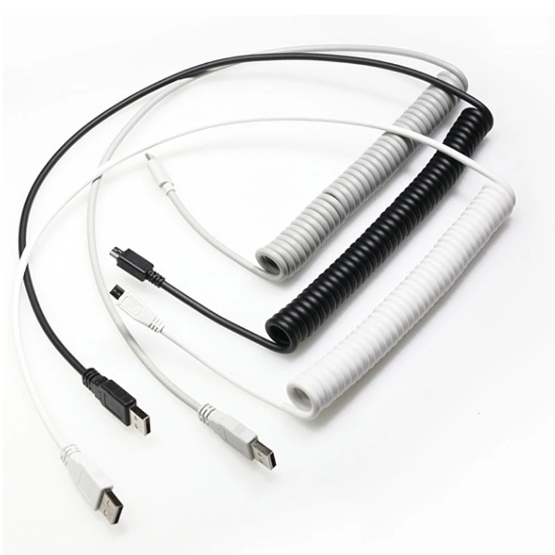 

USB микро механическая клавиатура кабель черный и белый серый механическая клавиатура спиральный кабель для микроинтерфейса