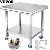 vevor stainless steel kitchen prep table with 4 caster wheels backsplash loads up to 100kg 300kg for home storage rack dining