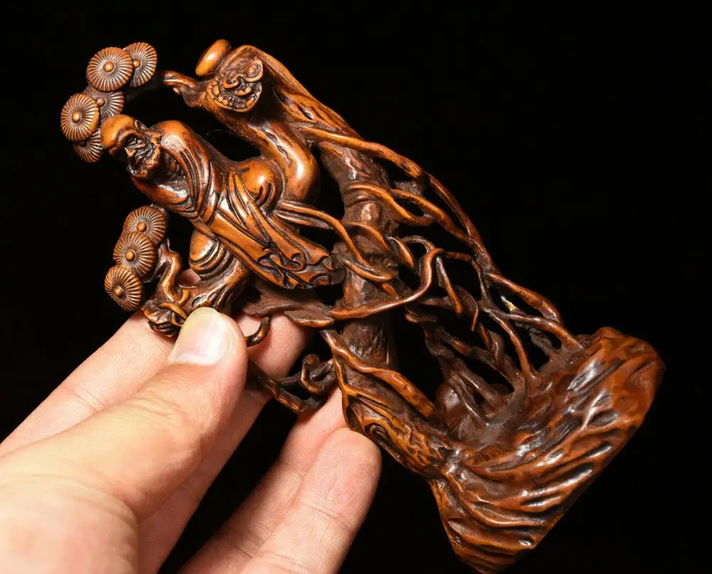 

wedding decoration Chinese Buddhism Boxwood wood Carved Arhat Damo Bodhidharma Dharma Buddha Statue