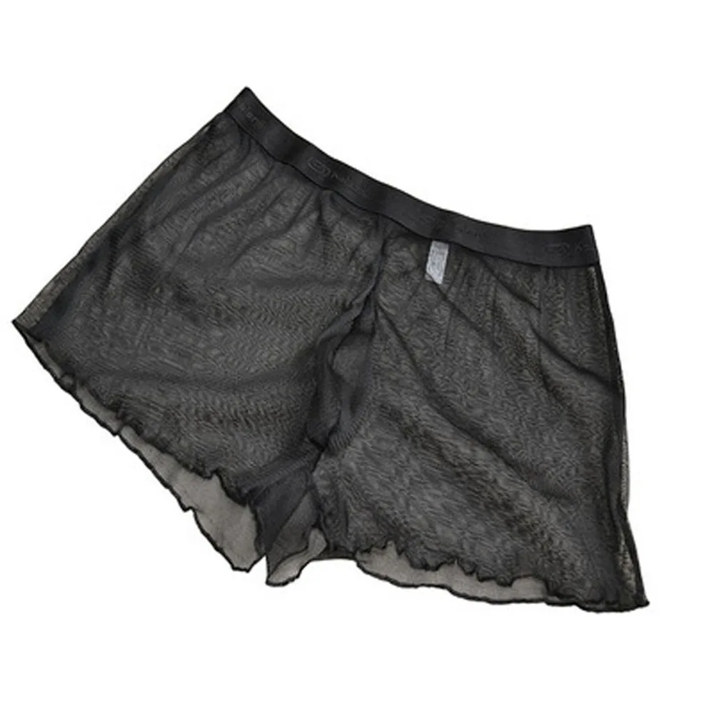 Прозрачные мужские пикантные трусы боксеры свободные газовые кружевные шорты