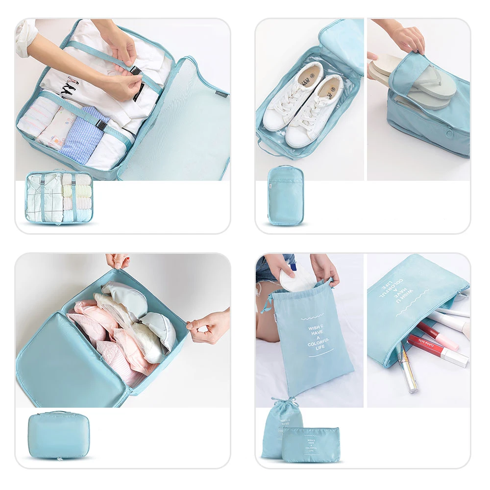 

6/8pcs Clothes Luggage Organizer Waterproof Travel Bags Quilt Blanket Storage Bag Suitcase Pouch Packing Cube Bags