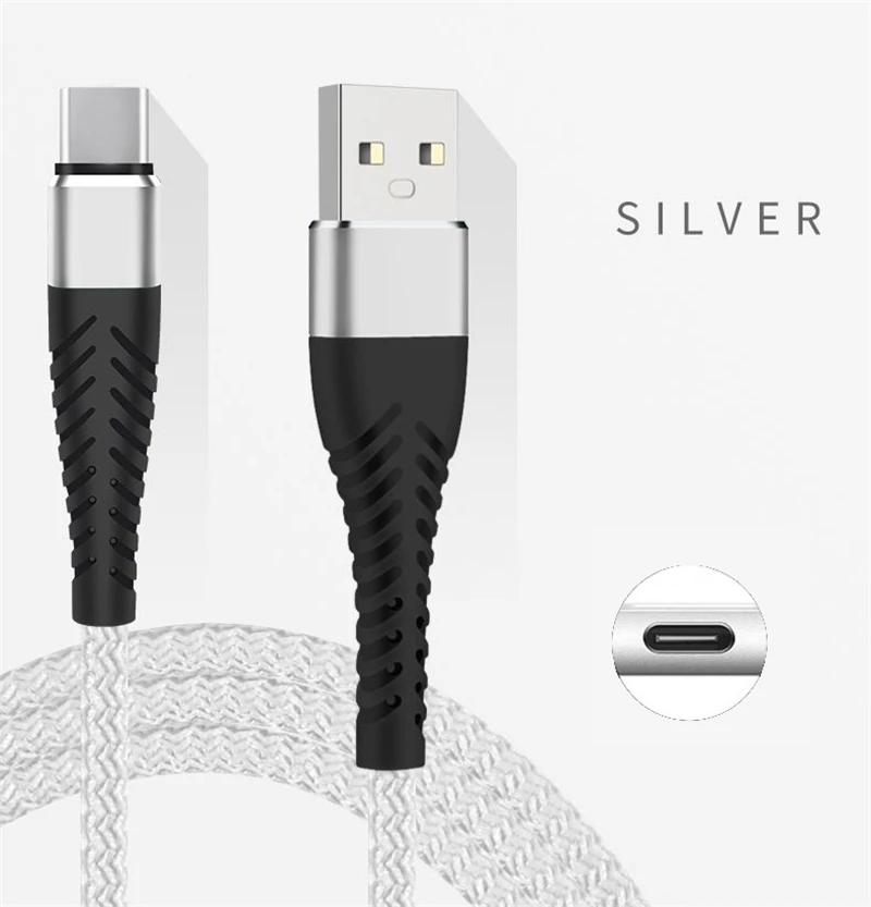 2.4A высокопрочный кабель передачи данных для быстрой зарядки для iPhone XS MAX XR 8 7 6 Micro usb type-C зарядный кабель для SAMSUNG XIAOMI LG HUAWEI