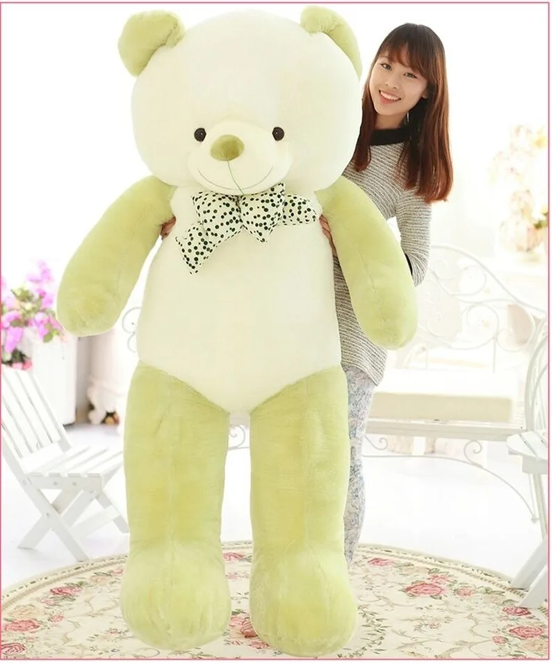 Огромный Гигантский Большой зеленый белый плюшевый мишка 63 дюйма мягкая