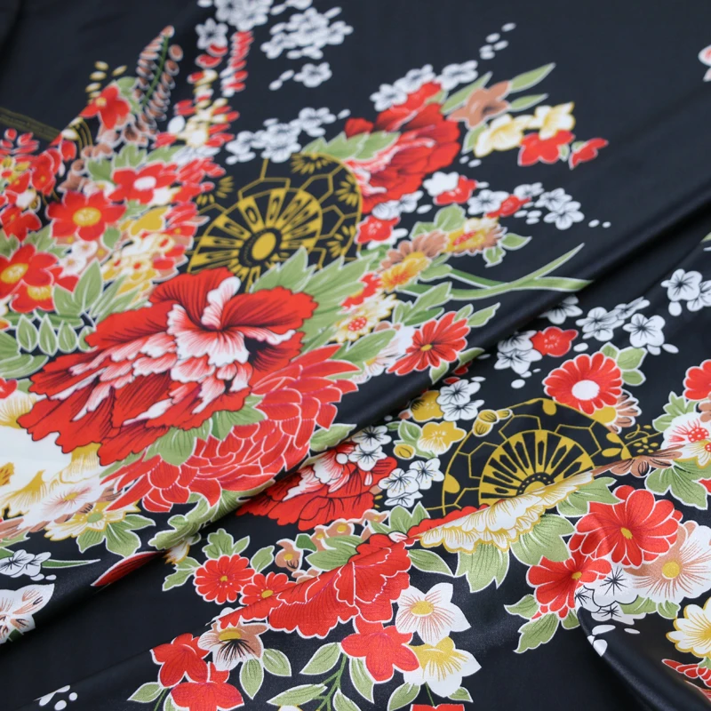 Винтажные Цветы японское кимоно текстиль мягкая ткань имитация шелка и