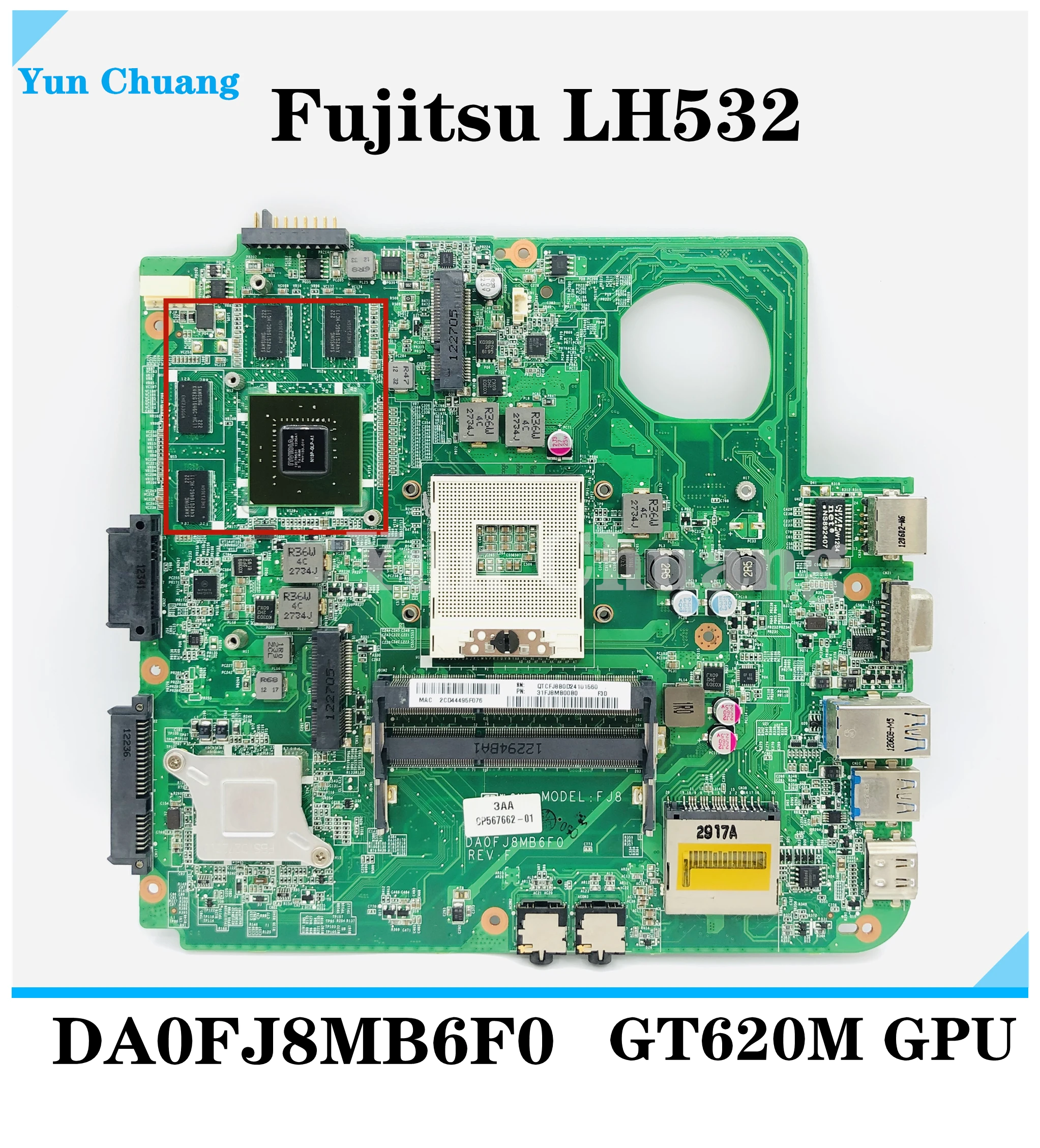Yun Chuang для Fujitsu LH532 материнская плата ноутбука DA0FJ8MB6F0 PGA989 HM77 GPU GT620M DDR3 100%