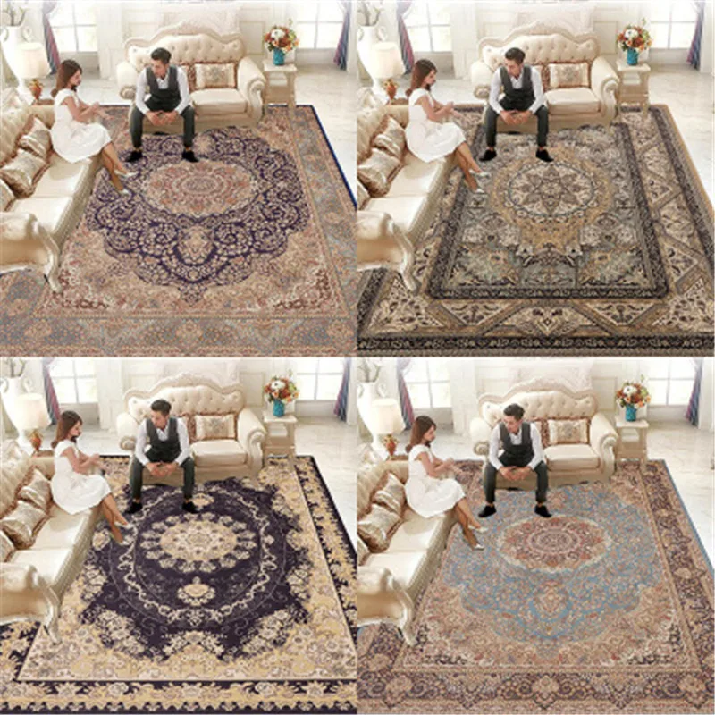 

Large Persian Rug Grand Tapis Living Room Sofa Bedroom Yellow Black Carpet Turkish Rug Hallway Floor Mat Pastoral Home Carpets